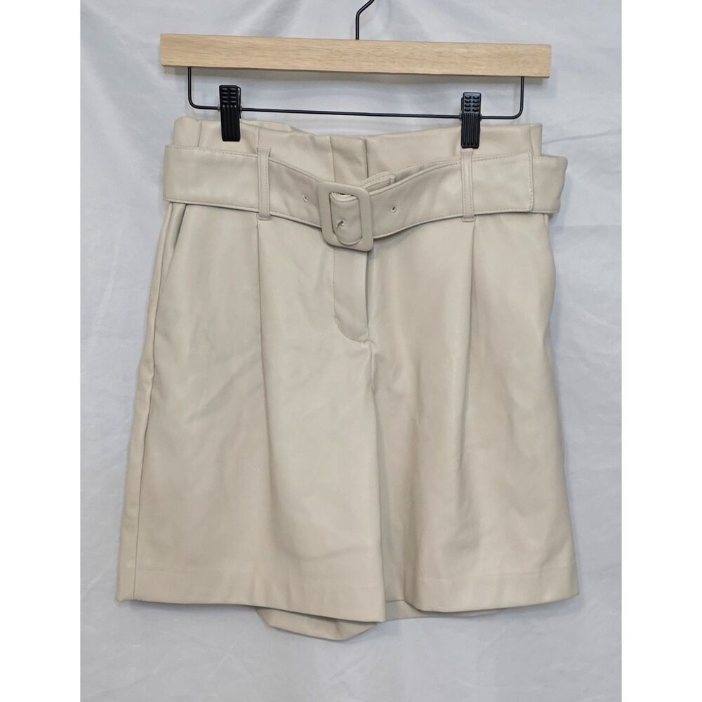 Express Womens Super High Waisted Faux Leather Belted Bermuda Shorts - Size 8